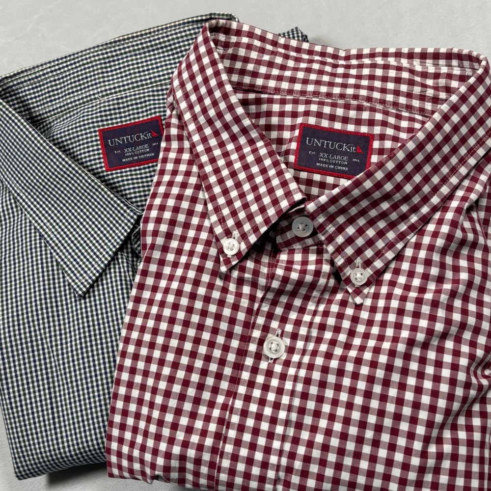 UNTUCKit Button Down Shirt Mens XXL Multi Gingham Lot of 2 Long Sleeve Cotton